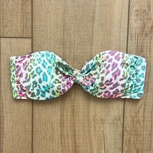 Victoria secret strapless tie swim top Colorful Leopard Print size medium
